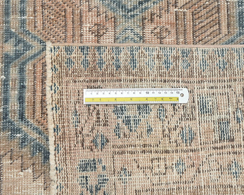 11 Ft Vintage Brown Persian Style Hand Knotted Distressed Low Pile Wool Runner Rug